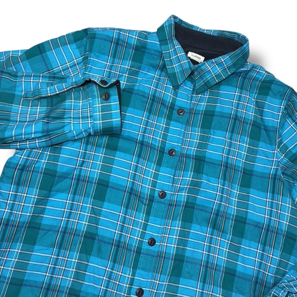 Vintage L.L. Bean Shirt Jacket Shacket Flannel Lined‎ Size M Medium Blue